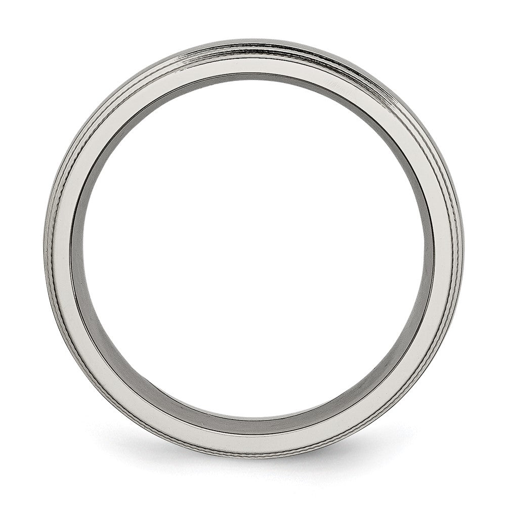 Exclusive 6mm Chisel Titanium Polished Band - Stylish Beaded Edge, Affordable Price