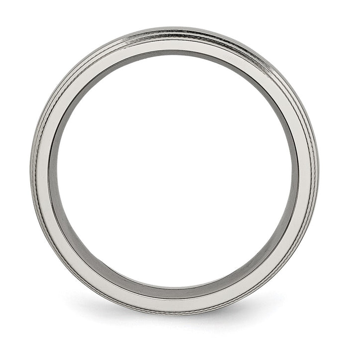 High-Quality 6mm Grooved Titanium Band with Beaded Edges - Affordable Luxury-2