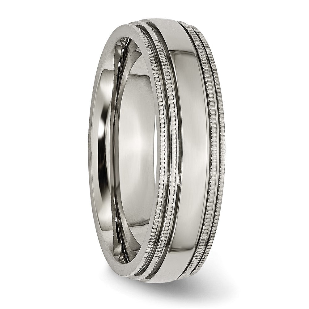 High-Quality 6mm Grooved Titanium Band with Beaded Edges - Affordable Luxury