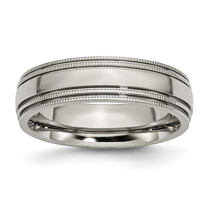 High-Quality Chisel Titanium 6mm Grooved Band - Stylish Beaded Edges-1