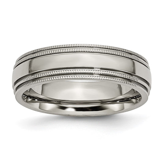 Exclusive 6mm Chisel Titanium Polished Band - Stylish Beaded Edge, Affordable Price
