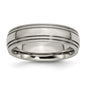Buy Stylish 6mm Chisel Titanium Polished Band - Grooved with Beaded Edges-7