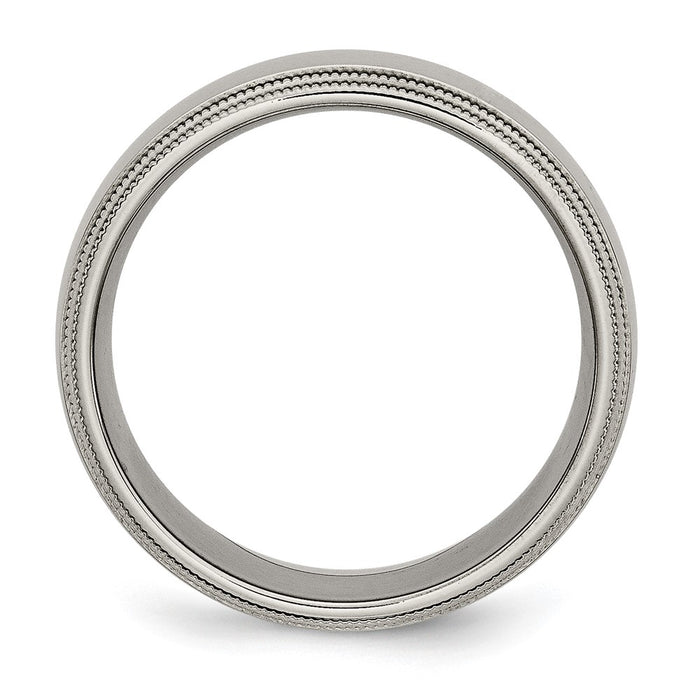 Buy Stylish 8mm Chisel Titanium Polished Band with Grooved Edges-2