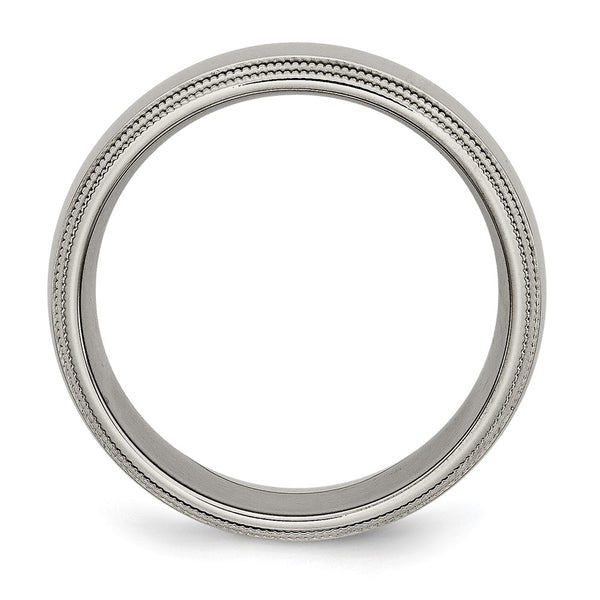8mm Chisel Titanium Polished Band with Grooved Edges