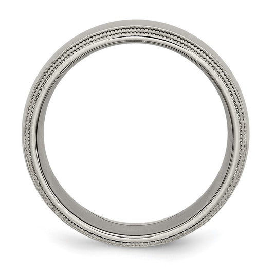 Buy Stylish 8mm Titanium Polished Band - Exclusive Grooved & Beaded Edges