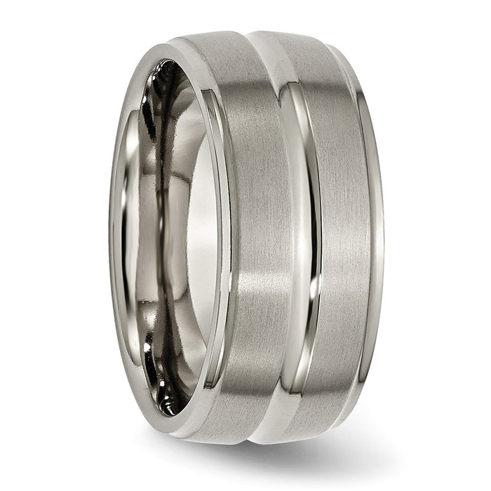 Buy Stylish 10mm Chisel Titanium Band with Grooved Ridge Design - Affordable Quality-4