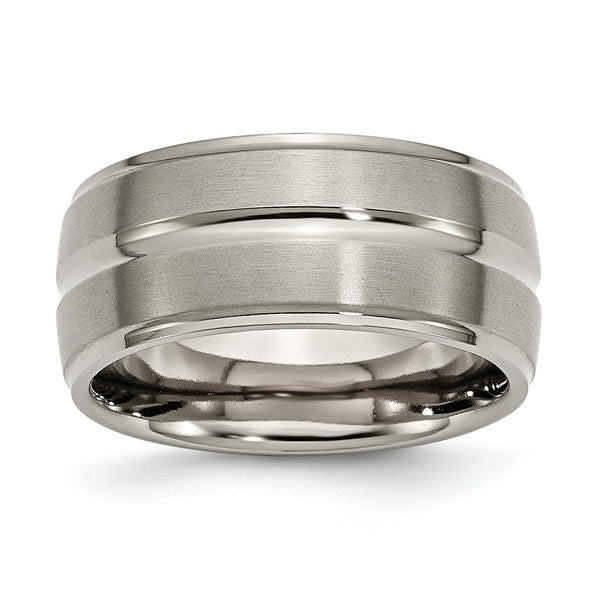 10mm Chisel Titanium Band with Grooved Ridge