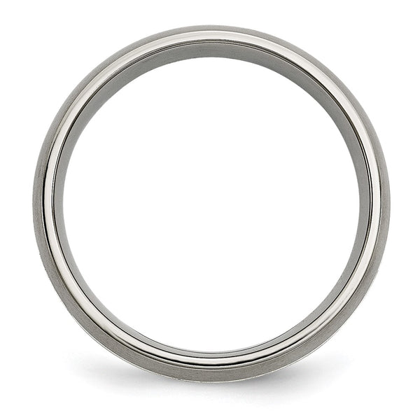 7mm Grooved Titanium Band with Sterling Silver Inlay