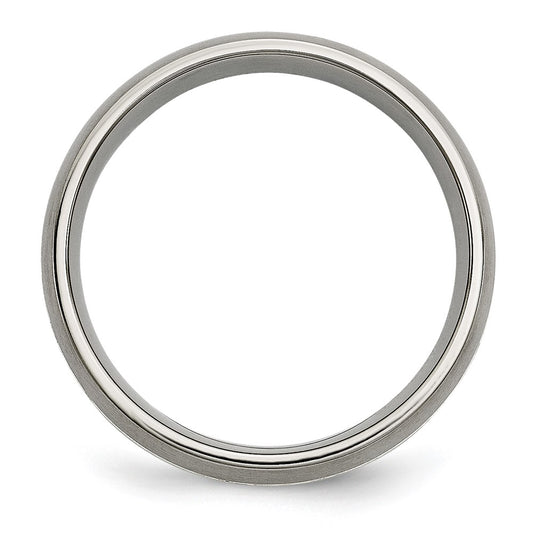 High-Quality 7mm Grooved Band in Chiseled Titanium & Sterling Silver Inlay