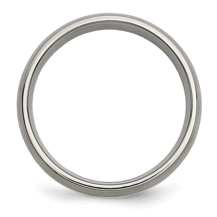 High-Quality 7mm Grooved Band in Chiseled Titanium & Sterling Silver Inlay-2