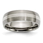 High-Quality 7mm Grooved Band in Chiseled Titanium & Sterling Silver Inlay-14