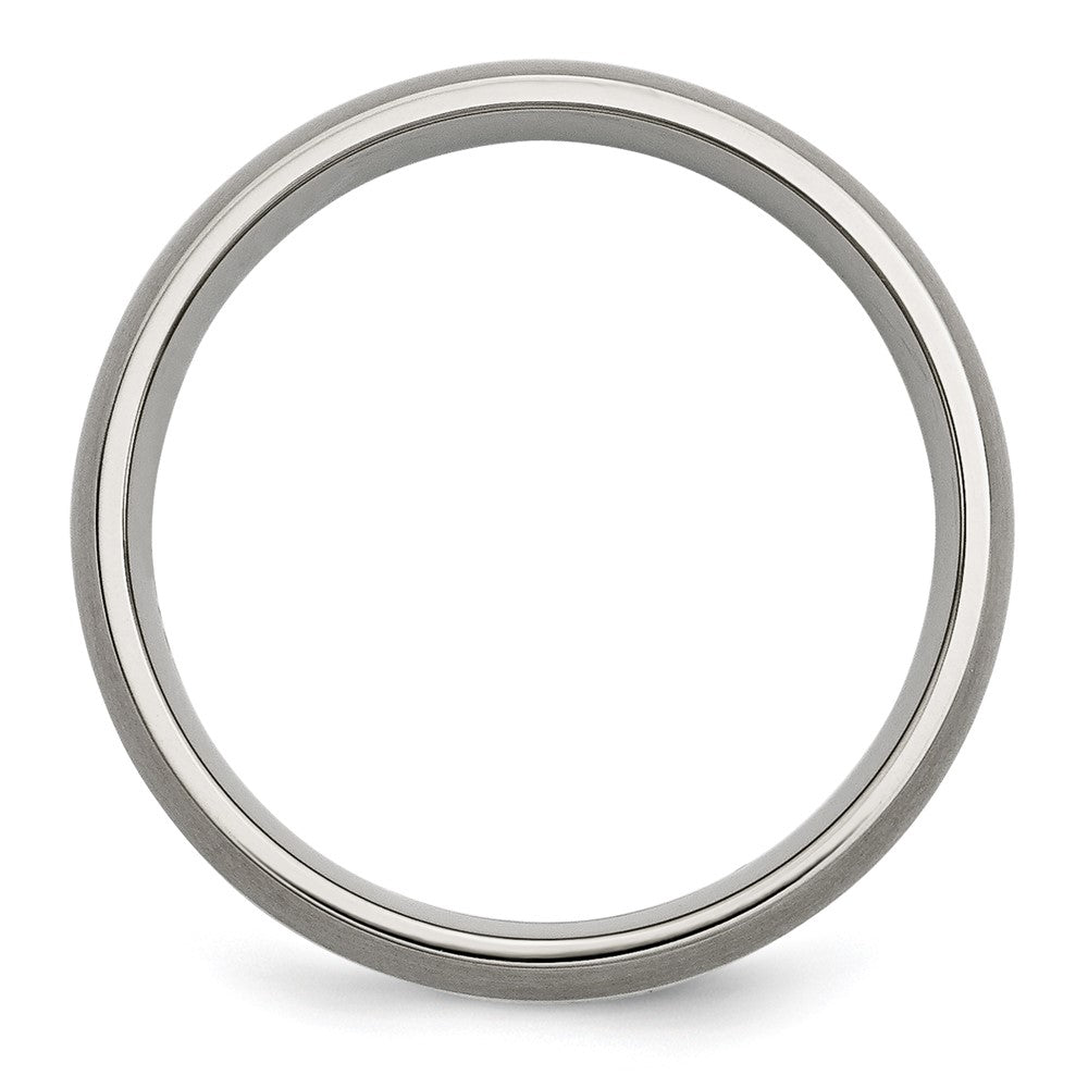 Buy Stylish 6mm Brushed Titanium Chisel Band with Sterling Silver Inlay