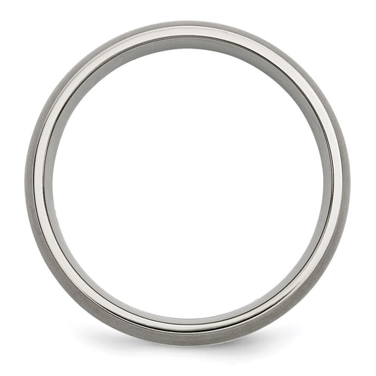 Buy Stylish 6mm Brushed Titanium Chisel Band with Sterling Silver Inlay