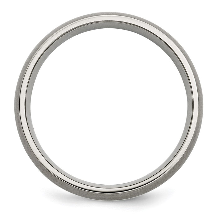 Buy Stylish 6mm Brushed Titanium Chisel Band with Sterling Silver Inlay-2