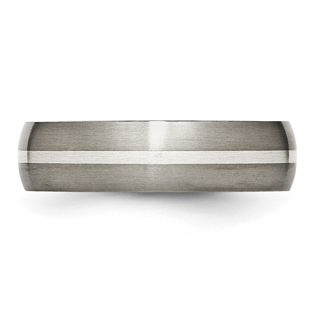 Buy Stylish 6mm Titanium Brushed Chisel Band with Sterling Silver Inlay