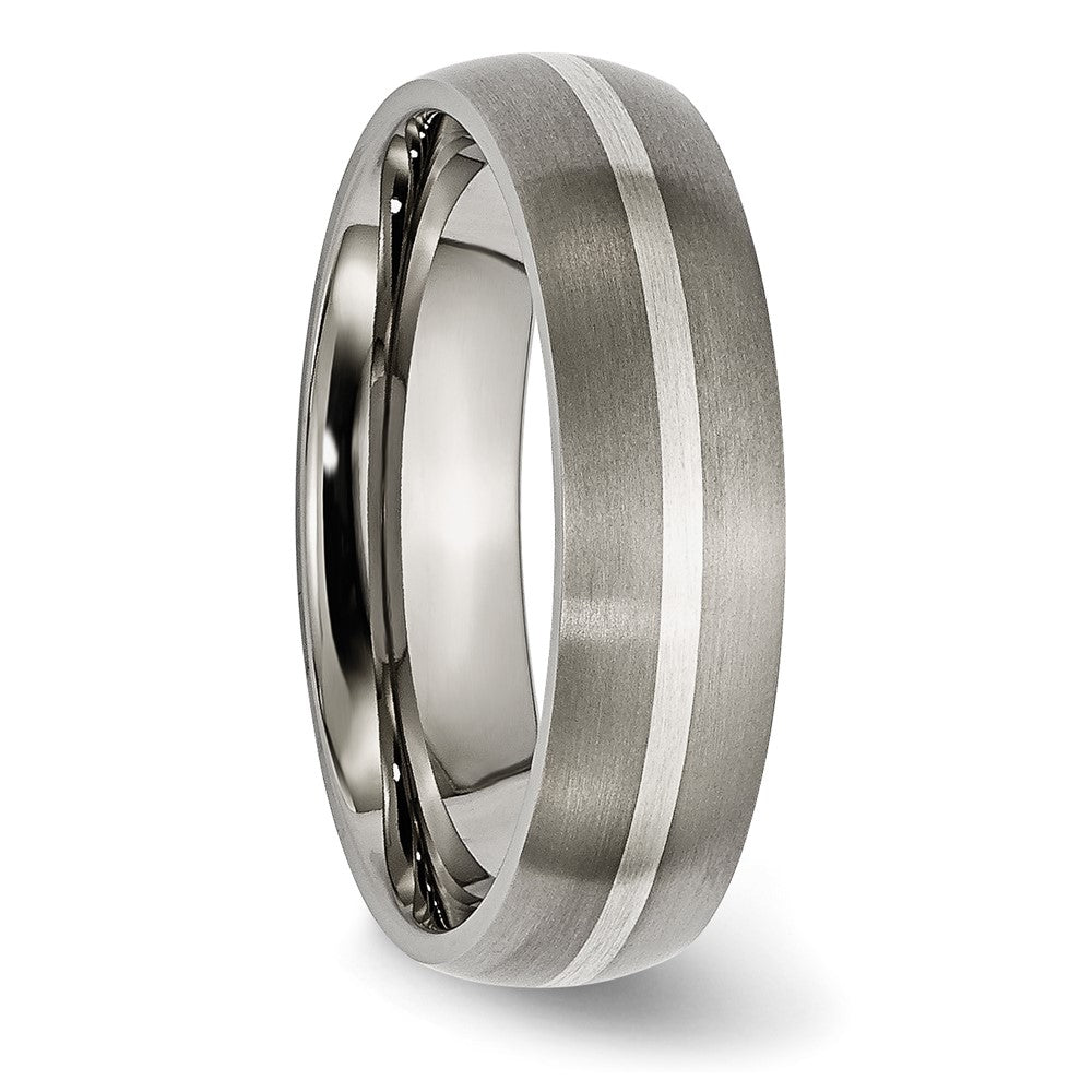 Buy Stylish Brushed Titanium Chisel Band - 6mm Width with Sterling Silver Inlay