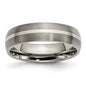 Buy Stylish 6mm Brushed Titanium Chisel Band with Sterling Silver Inlay-5