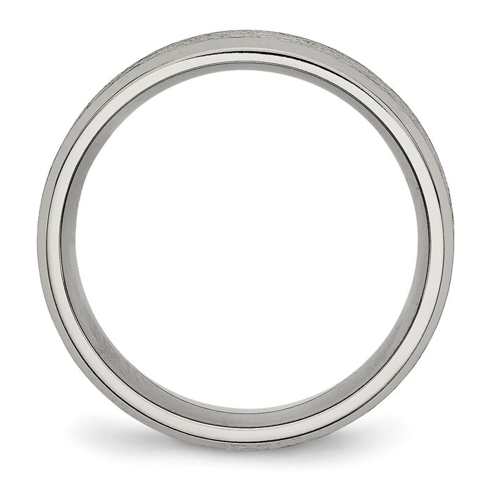 Buy Exclusive 8mm Titanium Satin & Brushed Beveled Edge Ring - Stylish Value-2