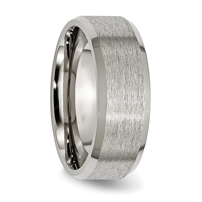 Buy Stylish 8mm Titanium Beveled Edge Ring - High-Quality Satin Finish-4