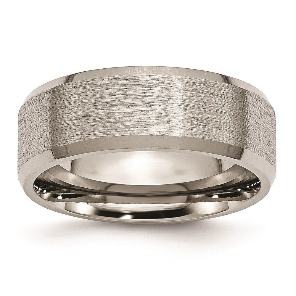 Buy Stylish 8mm Chisel Titanium Satin & Brushed Beveled Edge Band - Affordable Luxury