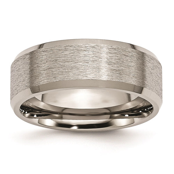 8mm Titanium Beveled Edge Ring - Satin
