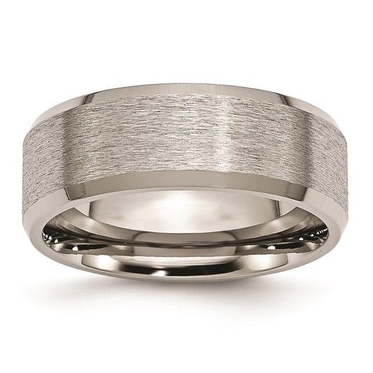 Buy Exclusive 8mm Titanium Satin & Brushed Beveled Edge Band - Stylish Value!