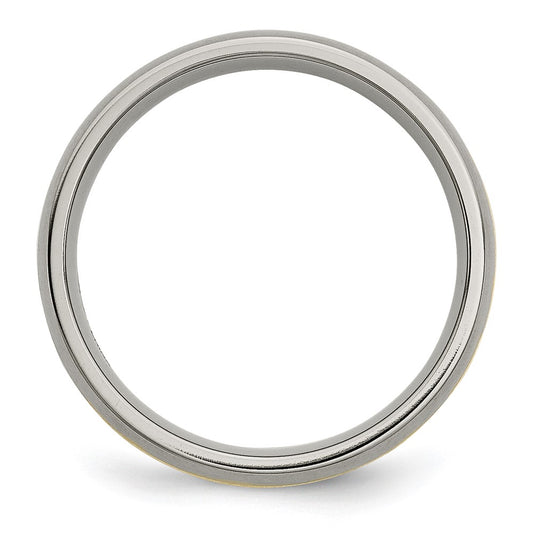 High-Quality 6mm Chiseled Titanium Band with 14K Gold Inlay - Stylish Value!