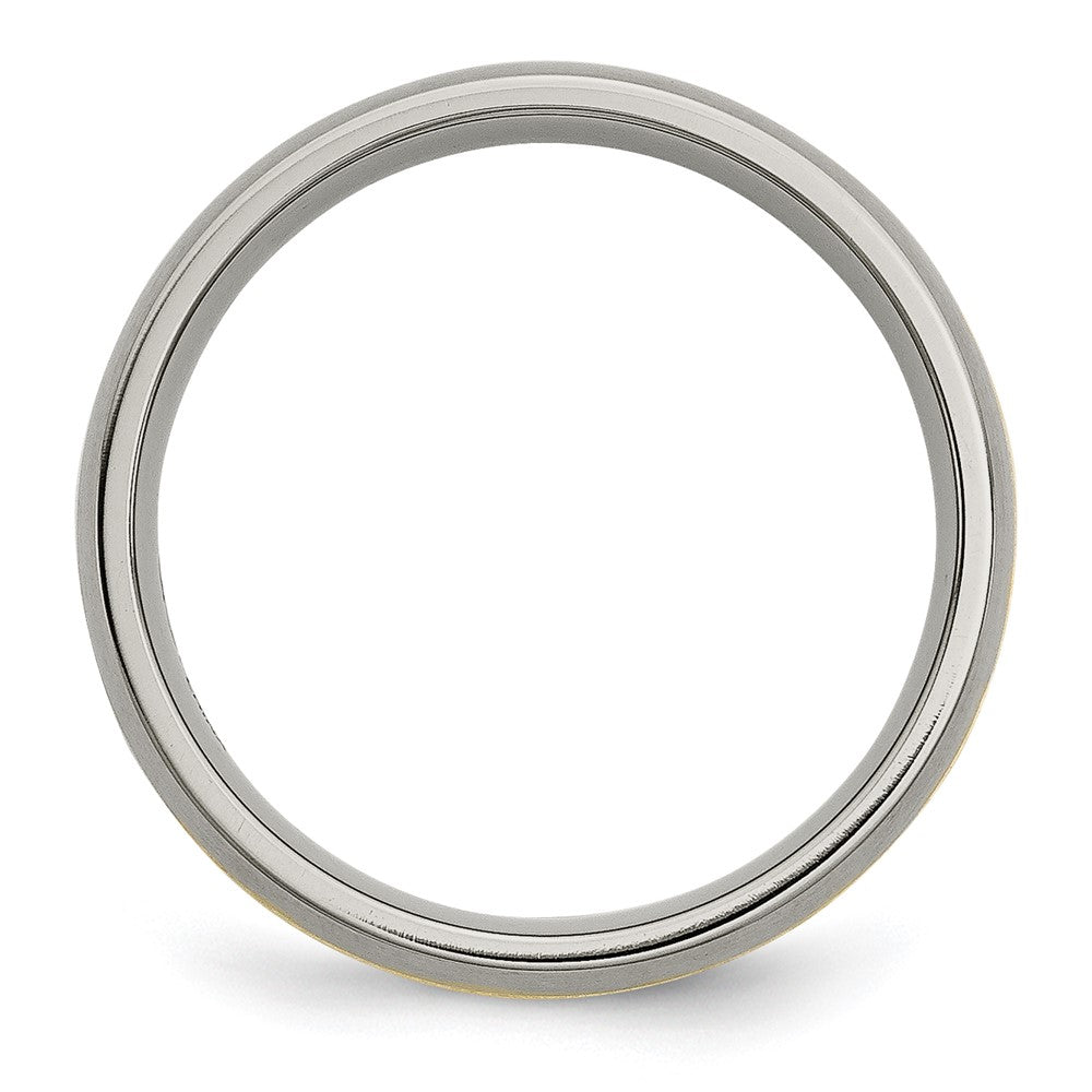 High-Quality Chiseled Titanium Band with 14K Gold Inlay - 6mm Stylish Design
