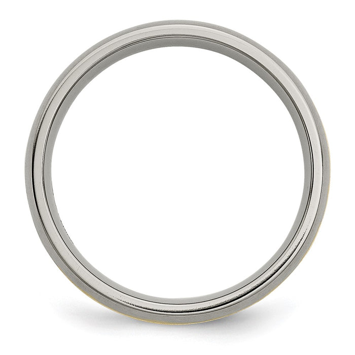 High-Quality Chiseled Titanium Band with 14K Gold Inlay - 6mm Stylish Design-2