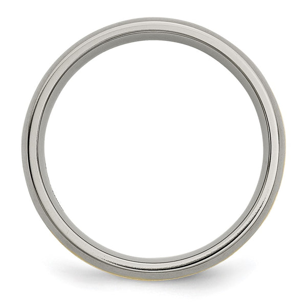 6mm Chiseled Titanium Band with 14K Gold Inlay - Style GR1-1027693