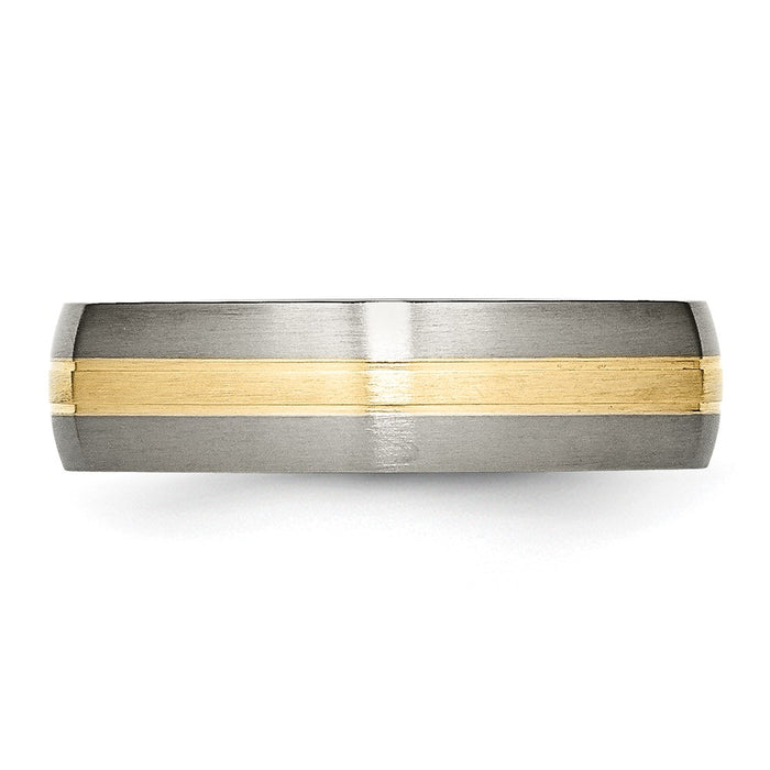 High-Quality Chiseled Titanium Band with 14K Gold Inlay - 6mm Stylish Design-3