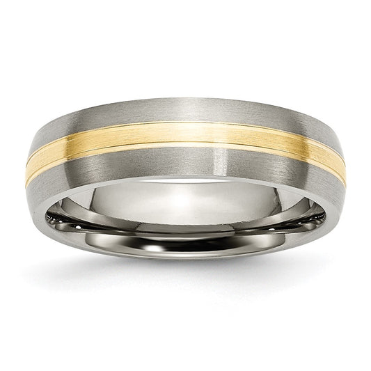 High-Quality 6mm Chiseled Titanium Band with 14K Gold Inlay - Stylish Value!