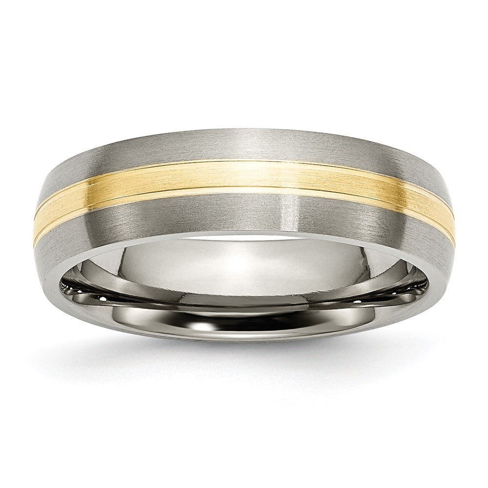 High-Quality Chiseled Titanium Band with 14K Gold Inlay - 6mm Stylish Design
