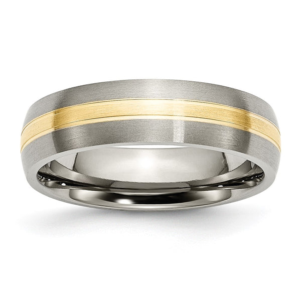 6mm Chiseled Titanium Band with 14K Gold Inlay - Style GR1-1027693
