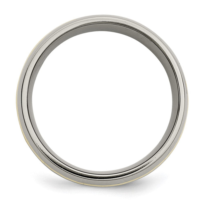 Buy Stylish 10mm Chiseled Titanium Band with 14K Gold Inlay - Luxury Finish-2
