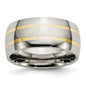 Buy Stylish 10mm Chiseled Titanium Band with 14K Gold Inlay - Luxury Finish-11