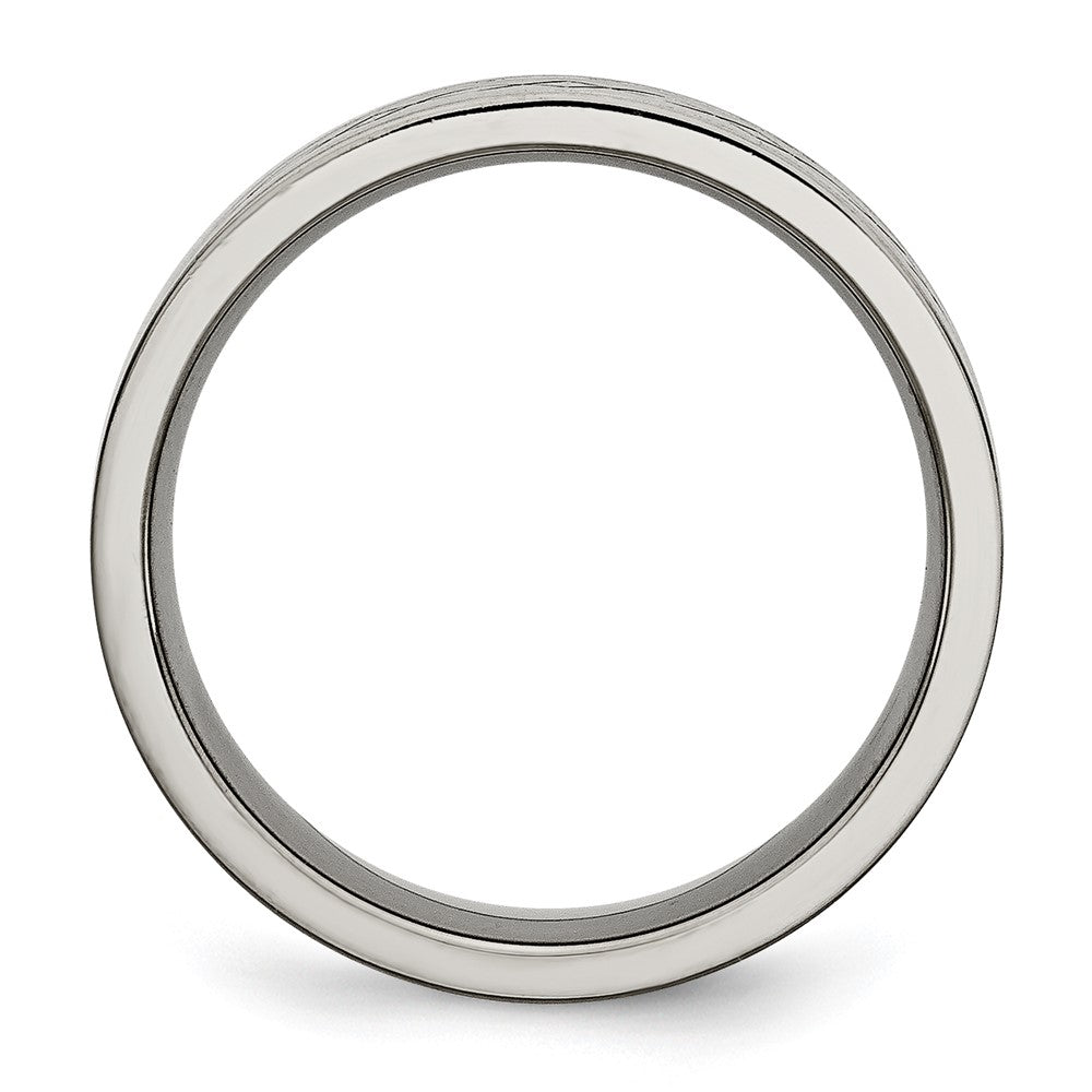 Exclusive Brushed Titanium 8mm Flat Band | Stylish Chiseled Cross Design