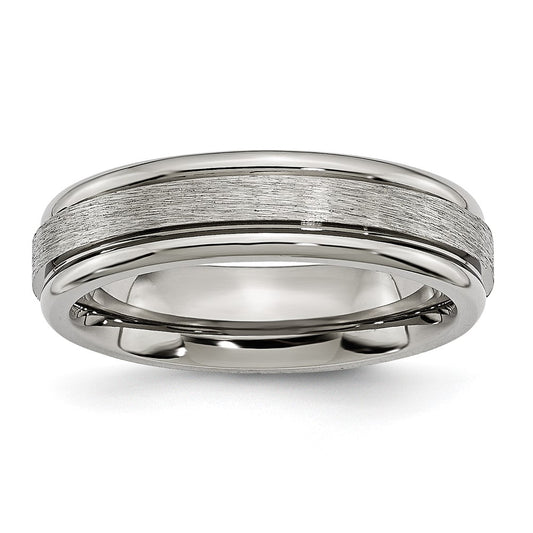 Buy Exclusive 6mm Chisel Titanium Band - Stylish Grooved Edge Finish