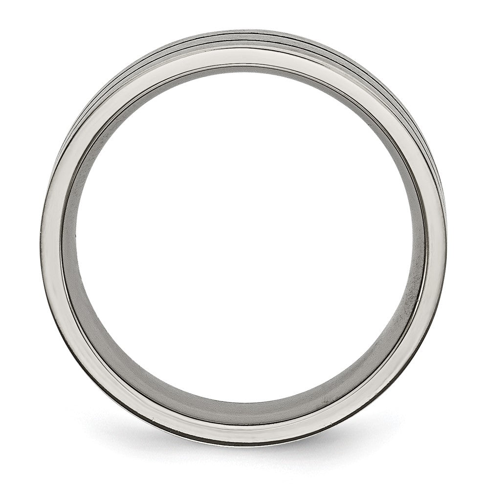 Buy Stylish 7mm Chiseled Titanium Flat Band Ring with Black Enamel Finish
