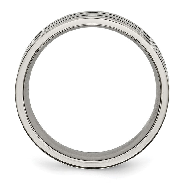 Titanium Brushed Black Enamel 7mm Flat Band Ring