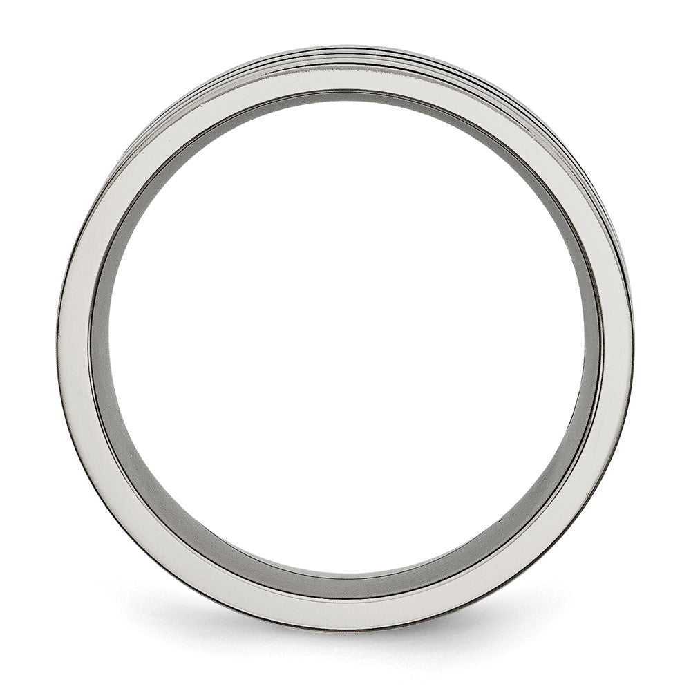 Buy Stylish 8mm Chiseled Titanium Flat Band with Polished Black Enamel