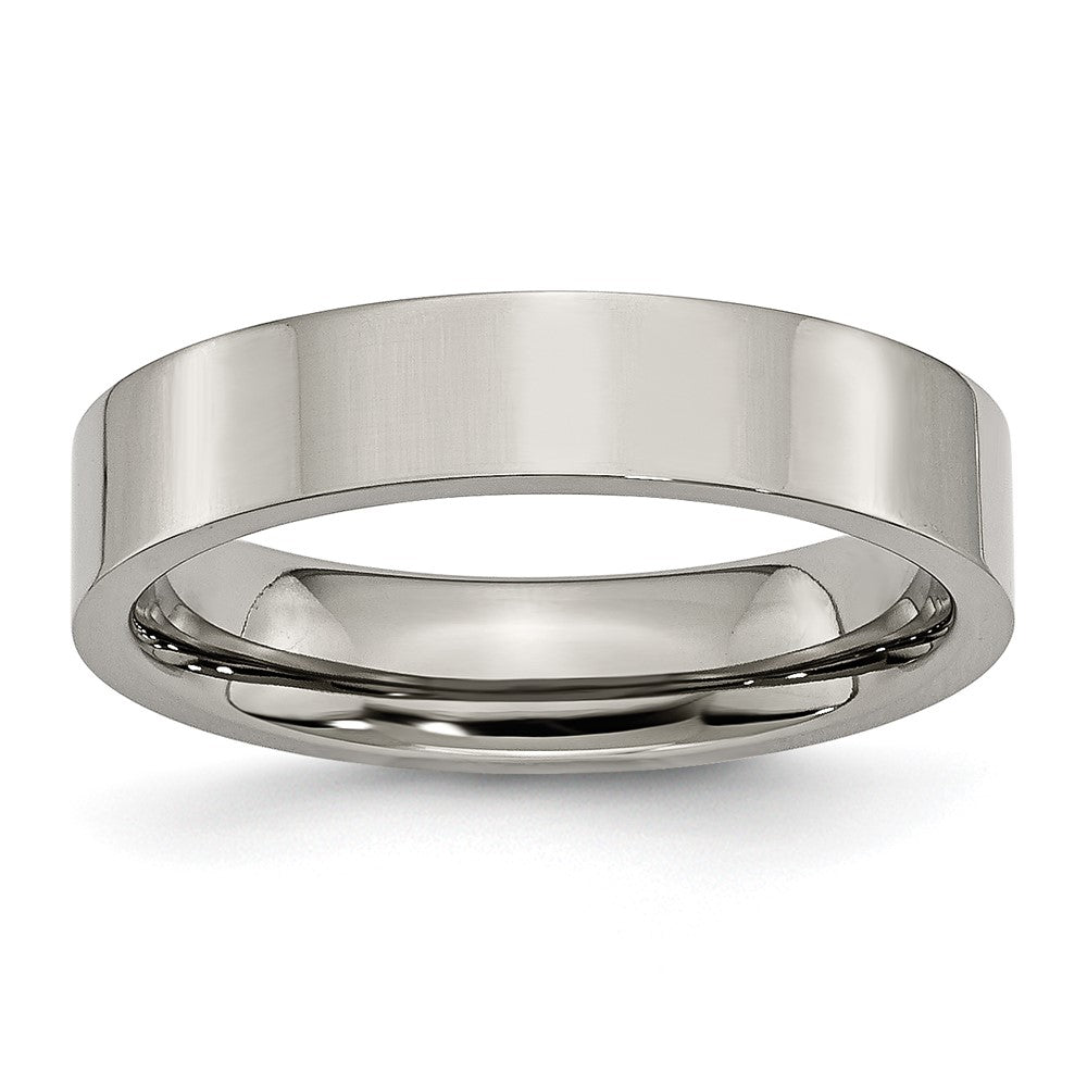 Buy 5mm Polished Titanium Flat Band Ring - Stylish, High-Quality Design