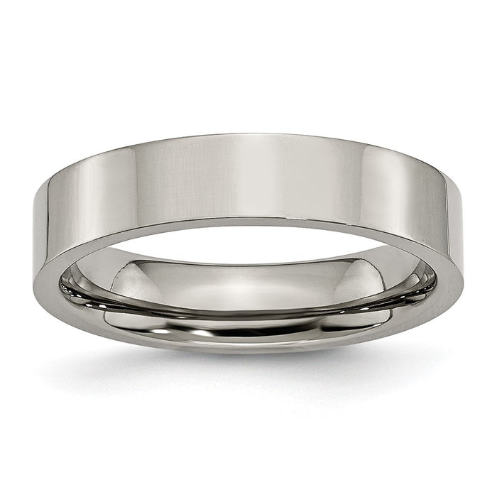 Buy 5mm Polished Titanium Flat Band Ring - Stylish, High-Quality Design-1