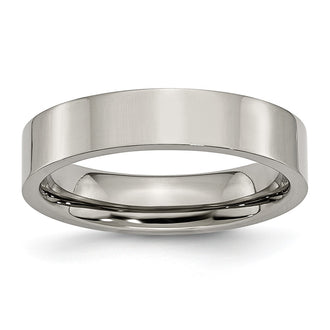 Buy Stylish Polished Titanium 5mm Flat Band Ring - Affordable Luxury Design