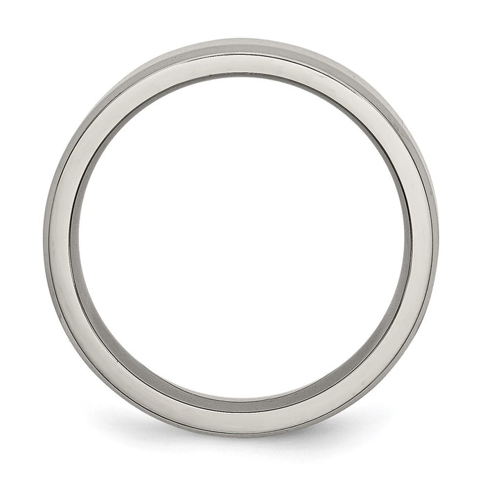 Buy High-Quality 6mm Polished Titanium Chisel Beveled Edge Ring - Stylish Value!-2