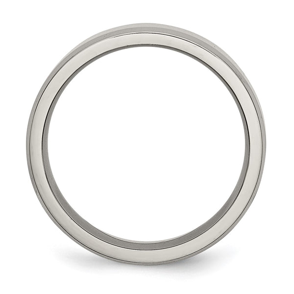 6mm Polished Titanium Chisel Beveled Edge Ring