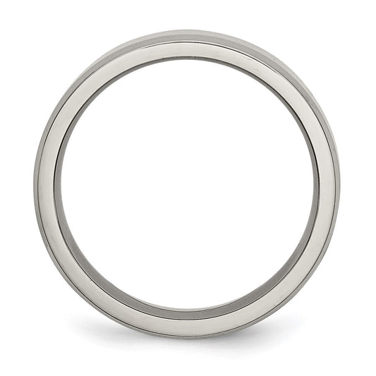 Buy Stylish 6mm Polished Titanium Beveled Edge Ring - Affordable Luxury