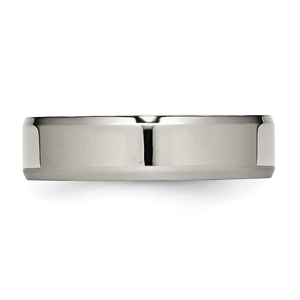 Buy Stylish 6mm Beveled Edge Titanium Ring | High-Quality Polished Finish