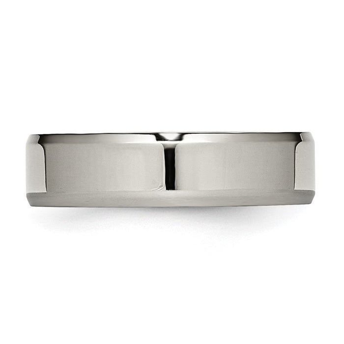 Buy Stylish 6mm Beveled Edge Titanium Ring | High-Quality Polished Finish-3