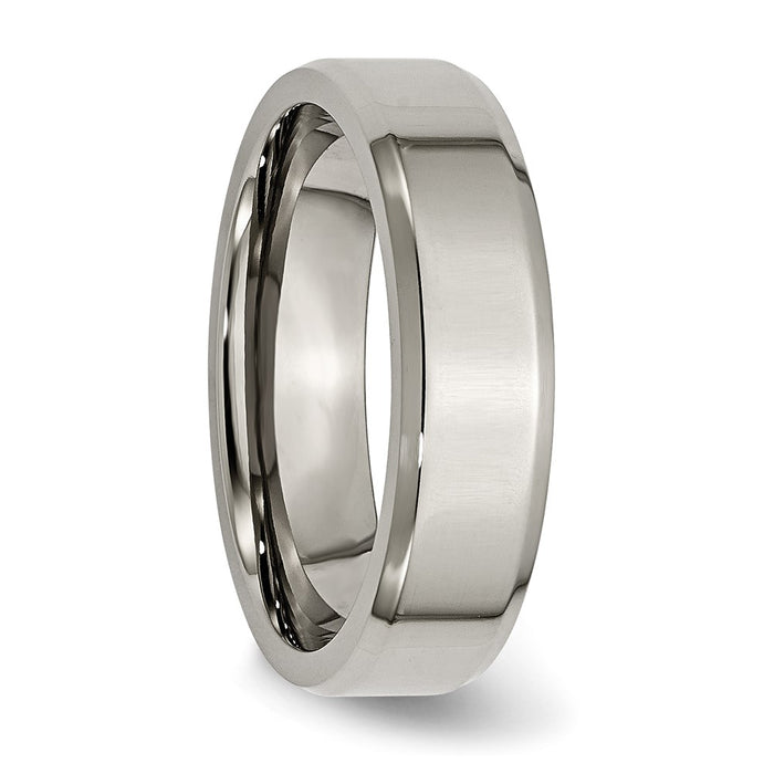 Buy Stylish 6mm Polished Titanium Chisel Beveled Edge Ring | Luxury Value-4